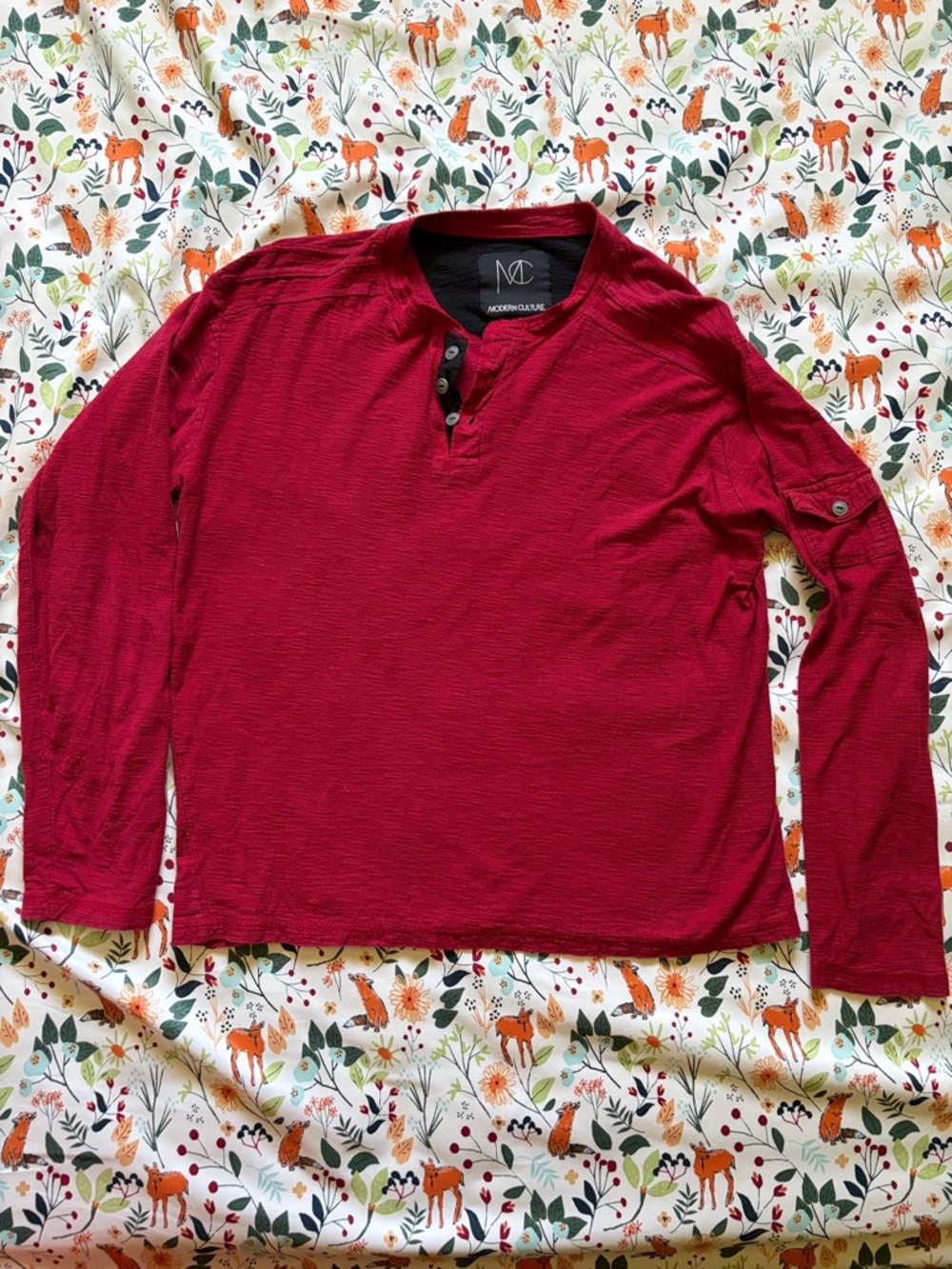 Modern Culture Men's Burgundy Long-Sleeve Henley Shirt